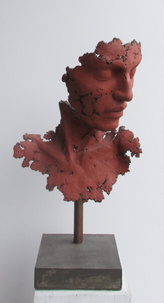 雕塑 标题为“buste rouge mat” 由Jean-Yves Verne, 原创艺术品, 水泥 安装在artwork_cat.上