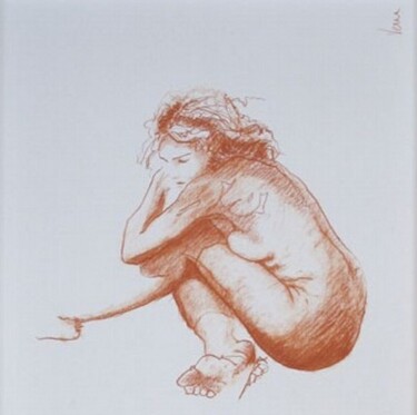Zeichnungen mit dem Titel "sanguine" von Jean-Yves Verne, Original-Kunstwerk, Conté-Buntstifte