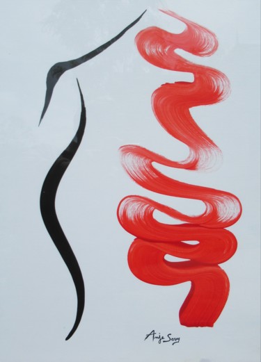 Malerei mit dem Titel ""guimauve zen"" von Jean-Yves Zilio (Anje Sevy), Original-Kunstwerk, Acryl