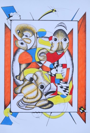 Drawing titled "IRONIQUE (Mon Monde…" by Jean-Yves Zilio (Anje Sevy), Original Artwork, Marker