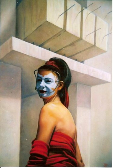 Painting titled "La passante" by Jeanbernard Tessier, Original Artwork, Oil