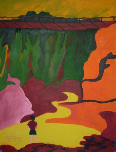 Pittura intitolato "La Passerelle" da Jean Bernard Auberval, Opera d'arte originale