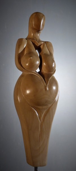 Skulptur mit dem Titel "Déesse-mère 19" von Jean-Charles Ferrand, Original-Kunstwerk, Holz
