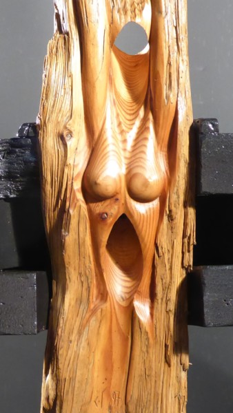 Sculpture titled "Pirogue" by Jean-Charles Ferrand, Original Artwork, Wood