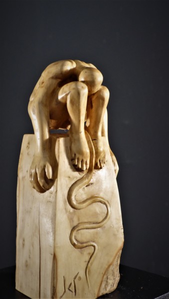 「Serpentaire 2」というタイトルの彫刻 Jean-Charles Ferrandによって, オリジナルのアートワーク, ウッド