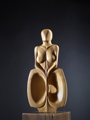 Sculpture intitulée "Déesse-mère 22" par Jean-Charles Ferrand, Œuvre d'art originale, Bois