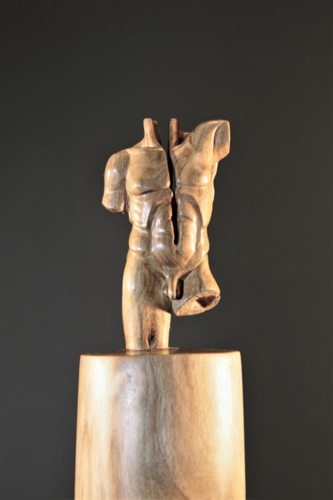 Sculpture titled "Torse en tic-toc" by Jean-Charles Ferrand, Original Artwork, Wood