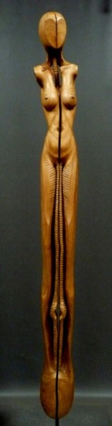 Sculptuur getiteld "Gardienne 02" door Jean-Charles Ferrand, Origineel Kunstwerk, Hout