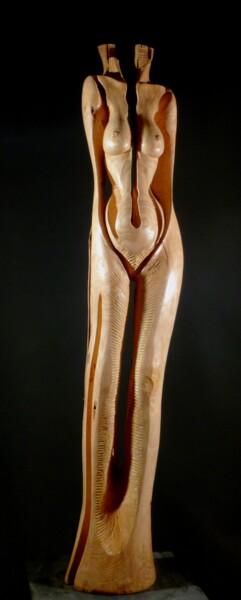 Скульптура под названием "L'Egyptienne (frêne…" - Jean-Charles Ferrand, Подлинное произведение искусства, Дерево