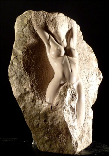 Skulptur mit dem Titel "Ophélia 6" von Jean-Charles Ferrand, Original-Kunstwerk, Stein