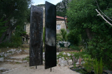 Skulptur mit dem Titel "plaques" von Jean-Charles Stora, Original-Kunstwerk, Edelstahl