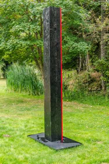 雕塑 标题为“tube à trait rouge” 由Jean-Charles Stora, 原创艺术品, 不锈钢