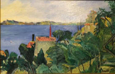 Painting titled "La_mer_de_l'Estaque…" by Jean-Claude Brouillet, Original Artwork, Oil