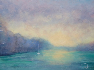 Peinture intitulée "Brume matinale sur…" par Jean-Claude Plet, Œuvre d'art originale, Acrylique