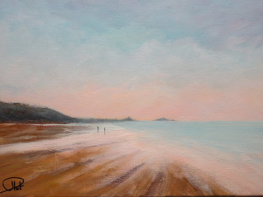 Peinture intitulée "Une plage d'Erquy" par Jean-Claude Plet, Œuvre d'art originale, Acrylique