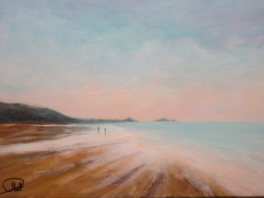 Painting titled "Une plage d'Erquy" by Jean-Claude Plet, Original Artwork, Acrylic