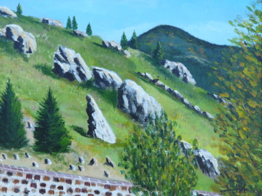 Painting titled "Ardèche" by Jean-Claude Plet, Original Artwork, Acrylic Mounted on Wood Stretcher frame