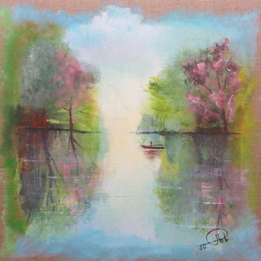 Painting titled "Marais Poidevin 3" by Jean-Claude Plet, Original Artwork, Acrylic Mounted on Wood Stretcher frame