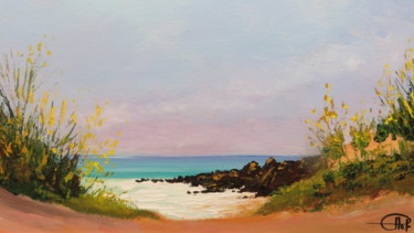 Painting titled "Plage de Vieux-Bourg" by Jean-Claude Plet, Original Artwork, Acrylic Mounted on Wood Stretcher frame