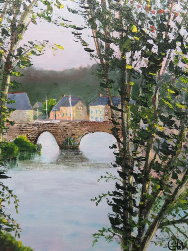 Painting titled "Dinan" by Jean-Claude Plet, Original Artwork, Acrylic Mounted on Wood Stretcher frame