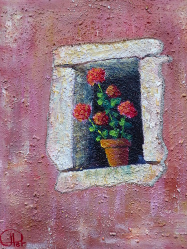 "Le pot de fleurs" başlıklı Tablo Jean-Claude Plet tarafından, Orijinal sanat, Akrilik Ahşap Sedye çerçevesi üzerine monte e…