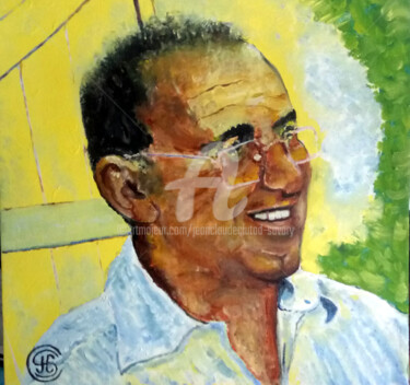 Painting titled "Auto portrait de JC…" by Jean Claude Ciutad-Savary, Original Artwork, Oil Mounted on Wood Stretcher frame
