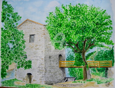 Painting titled "LE MOULIN" by Jean Claude Ciutad-Savary, Original Artwork, Watercolor