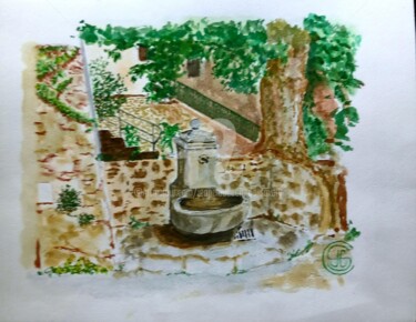 Pintura titulada "La Fontaine" por Jc C-S ' Art, Obra de arte original, Acuarela