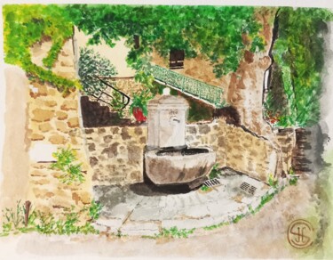 Pintura titulada "Tourtour la fontain…" por Jc C-S ' Art, Obra de arte original, Acuarela