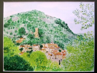 Painting titled "Roquebrun vue de l'…" by Jc C-S ' Art, Original Artwork, Oil