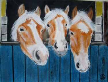 Painting titled "Chevaux05012011" by Jc C-S ' Art, Original Artwork, Pastel