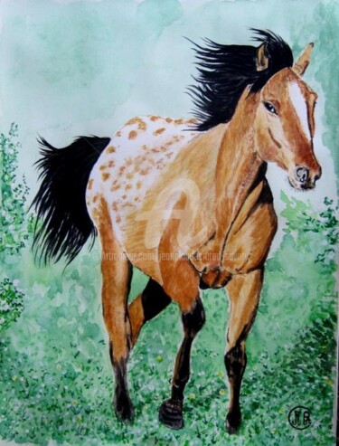 Painting titled "CHEVAL 18062011" by Jean Claude Ciutad-Savary, Original Artwork, Oil