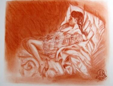 Dessin intitulée "Femme sur les couss…" par Jean Claude Ciutad-Savary, Œuvre d'art originale, Autre