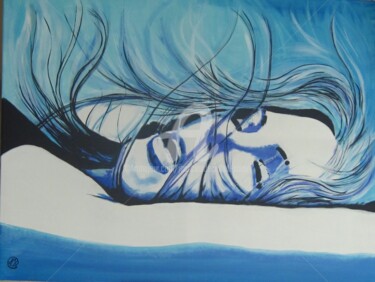 Painting titled "Sous le vent bleu d…" by Jc C-S ' Art, Original Artwork, Oil Mounted on Wood Stretcher frame