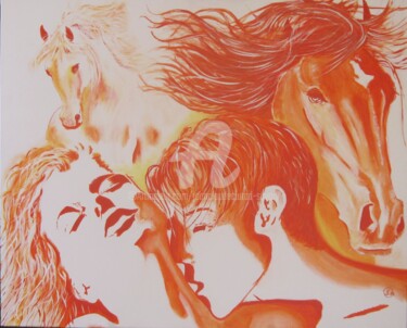 Pintura titulada "Passionnante rencon…" por Jc C-S ' Art, Obra de arte original, Oleo Montado en Bastidor de camilla de made…