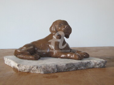 Sculpture titled "Le chien" by Jean Claude Ciutad-Savary, Original Artwork, Clay