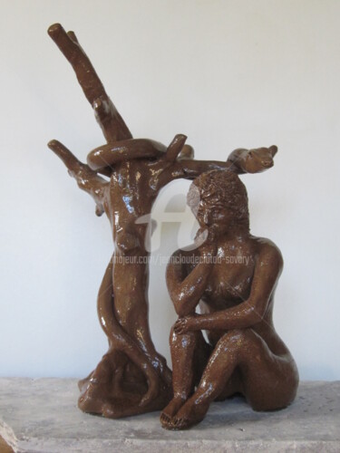 Sculpture intitulée "EVE ET LE SERPENT" par Jean Claude Ciutad-Savary, Œuvre d'art originale, Argile
