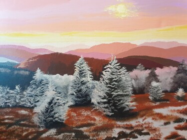 Schilderij getiteld "sapins" door Jean Claude Mamone, Origineel Kunstwerk, Olie