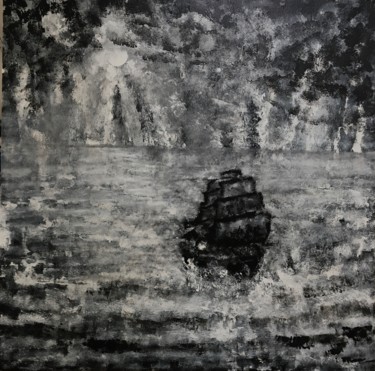 Peinture intitulée "le bateau ivre" par Jean D'Hau, Œuvre d'art originale, Acrylique