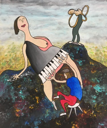 Peinture intitulée "le pianiste" par Jean D'Hau, Œuvre d'art originale, Acrylique