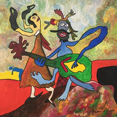 Peinture intitulée "le flamenco" par Jean D'Hau, Œuvre d'art originale, Acrylique