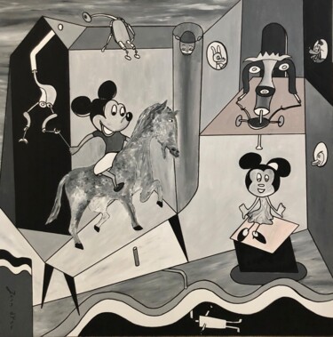 绘画 标题为“Le chevalier Mickey” 由Jean D'Hau, 原创艺术品, 丙烯