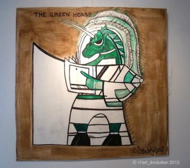 Peinture intitulée "The green horse" par Jean Erick De Hyères De Hyères, Œuvre d'art originale