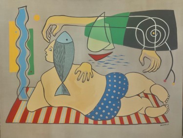 The girl from Méditerranean Painting titled "The girl from Médit…" by Jean Philippe Lacroix, Original Art, Acrylic