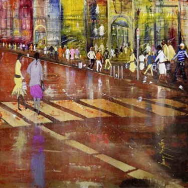 Pintura intitulada "shopping" por Jean Fontan, Obras de arte originais