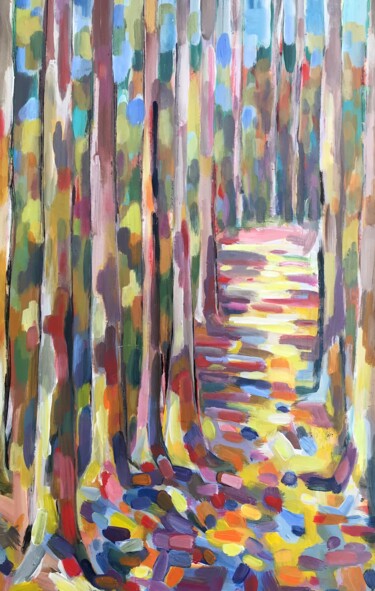 Painting titled "Forêt 12" by Jean-François Groisy, Original Artwork, Acrylic Mounted on Wood Stretcher frame
