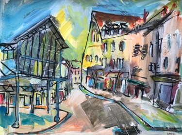 Painting titled "Chartres 29 - Place…" by Jean-François Groisy, Original Artwork, Acrylic