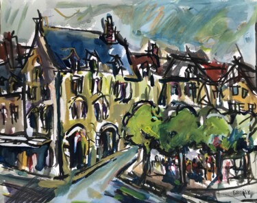 Картина под названием "Chartres 31 - rue d…" - Jean-François Groisy, Подлинное произведение искусства, Гуашь
