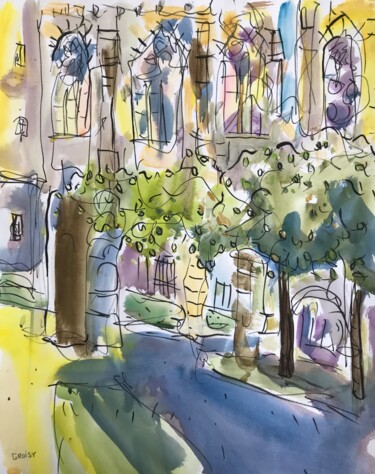 Painting titled "Chartres 36" by Jean-François Groisy, Original Artwork, Watercolor