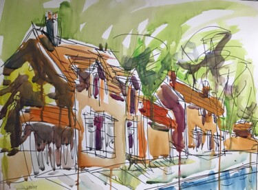 Vielle-Eglise 18 - rue de l’Etang de la Tour Peinture intitulée "Vielle-Eglise 18 -…" par Jean-François Groisy, Œuvre d'art originale, Gouache